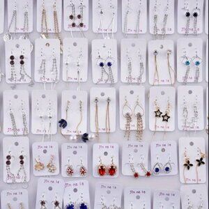 20 Pairs Dangle Earrings Set - Shiny Rhinestone, Zinc Alloy Jewelry